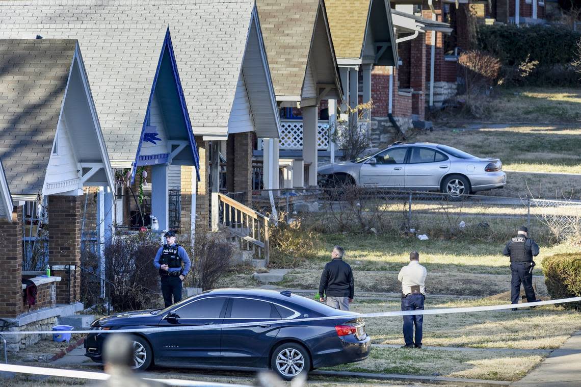 Kansas City police were on the scene where Cameron Lamb was shot and killed by detective Eric DeValkenaere in the 4100 block of College Avenue in Kansas City on December 3, 2019.