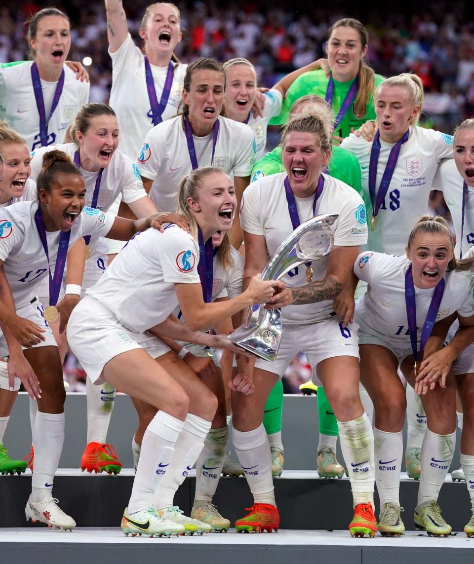 One of the sections will be named after England’s Lionesses, who lifted the UEFA Women's Euro 2022 trophy after winning the final at Wembley (PA)