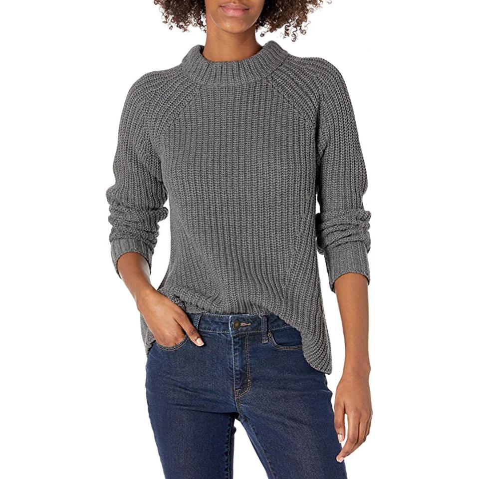 Goodthreads Women's Relaxed-Fit Cotton Shaker Stitch Mock Neck Sweater