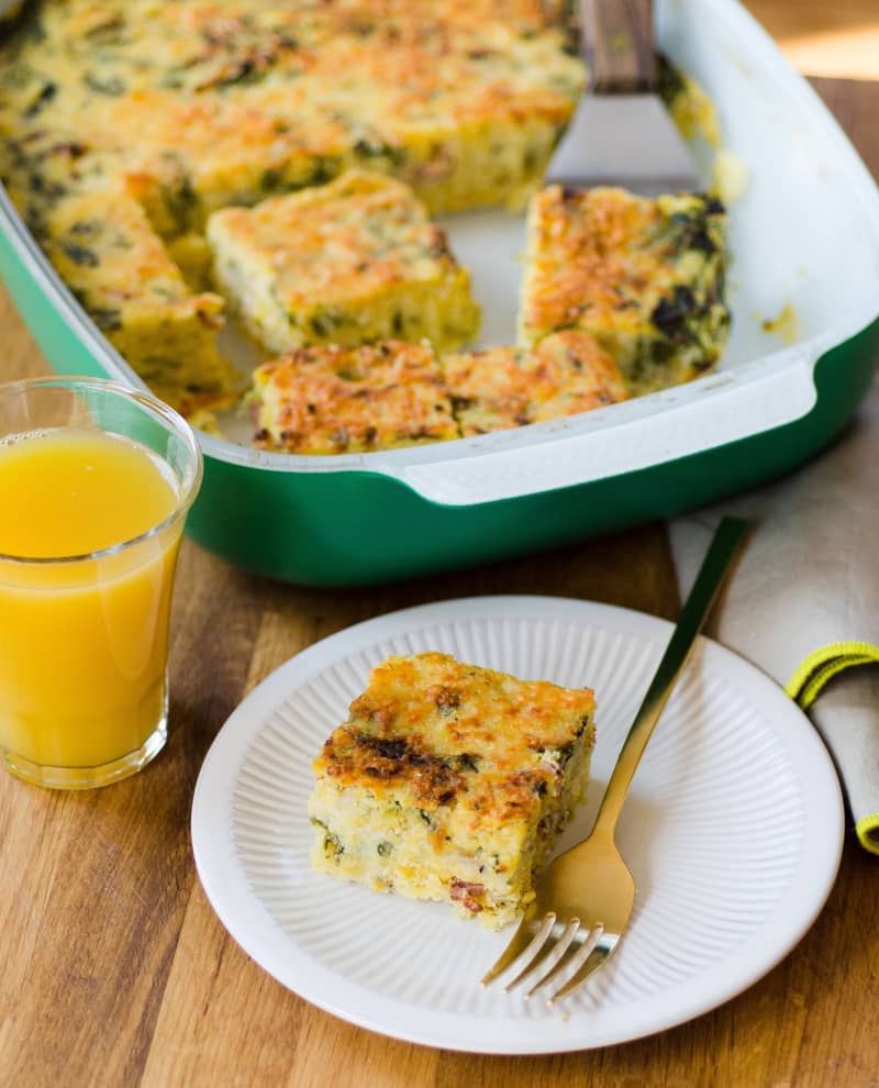 Breakfast Polenta Squares with Spinach & Bacon