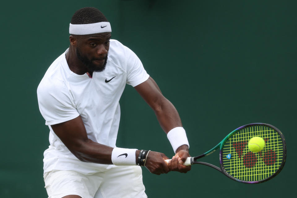 Frances Tiafoe of the U.S. beat Kazakhstan's Alexander Bublik to advance Friday. (REUTERS/Paul Childs)