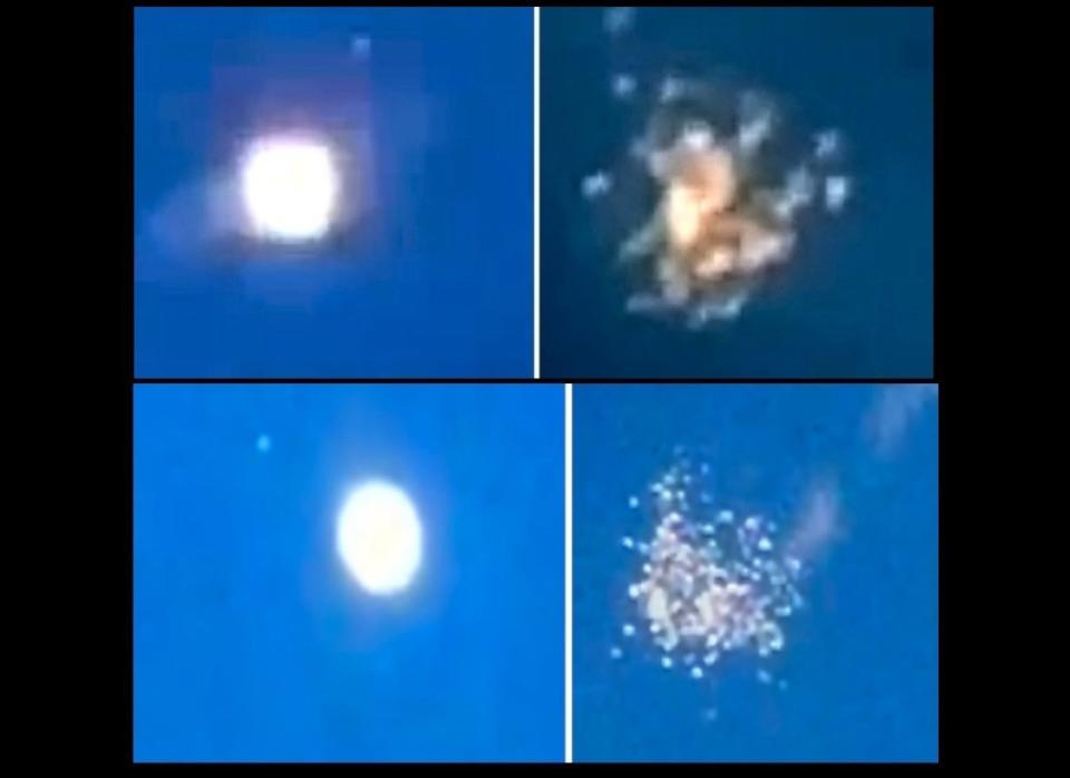 On Dec. 20, 2012, a bright, circular object (pictured at the top of this composite image) was videotaped exploding in the skies above Sacramento, Calif. It wasn't immediately identified, resulting in speculation that it was either an alien spacecraft, military top secret weapon, runaway planet, North Korean satellite, among others. Within a short period of time, it became apparent that this was a weather balloon. The bottom part of this image shows such a balloon as it ascended over Tampa Bay, Fla., on July 2, 2012, and exploded in an identical manner as the Sacramento object, probably much to the dismay of all true ET believers out there.