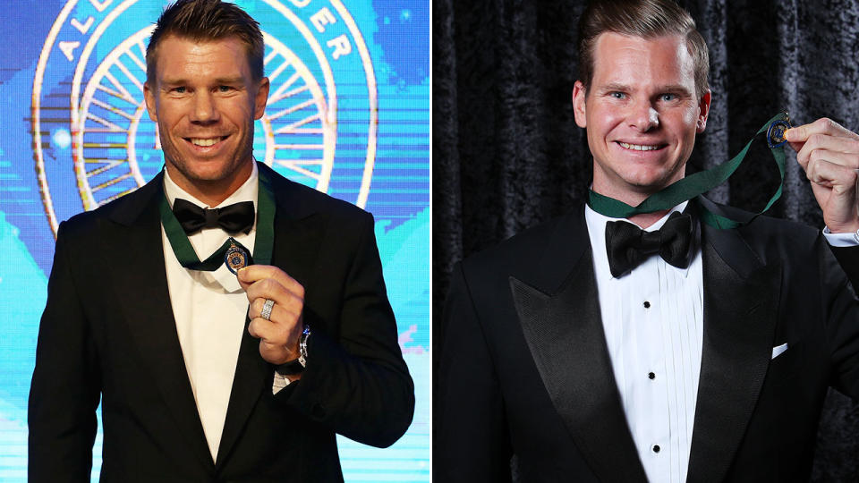 Warner and Smith had combined for the last four Allan Border Medals. Image: Getty