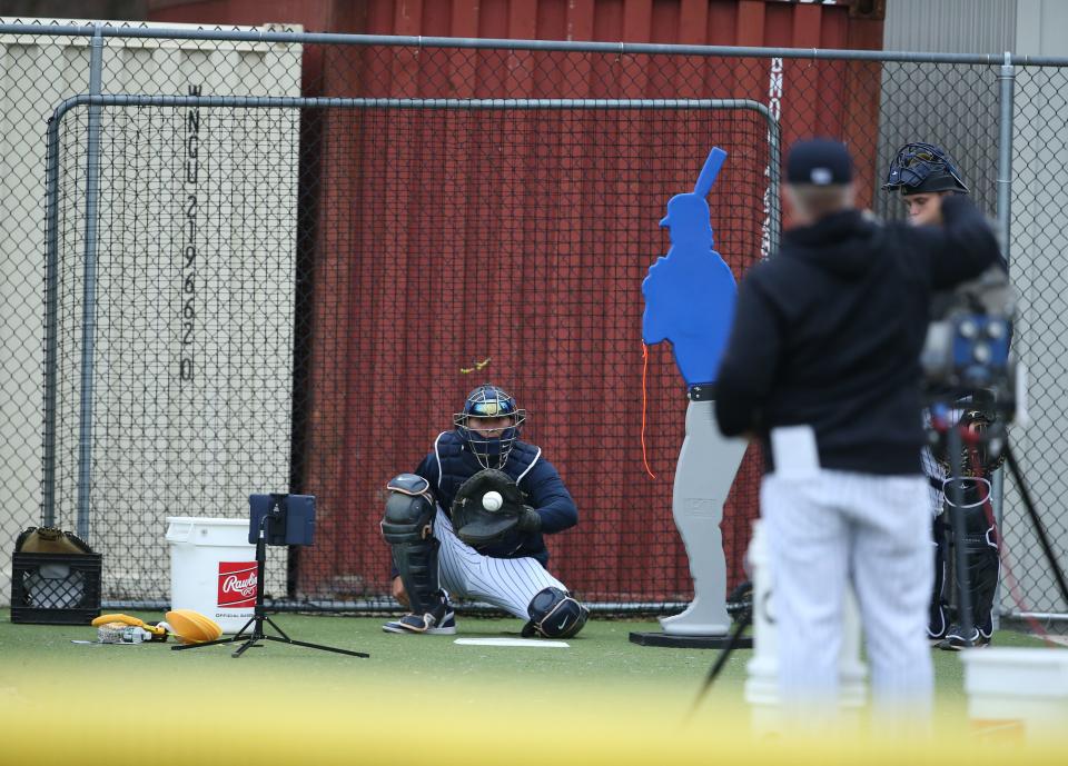 Hudson Valley Renegades catcher Rafael Flores during media day on April 5, 2023.