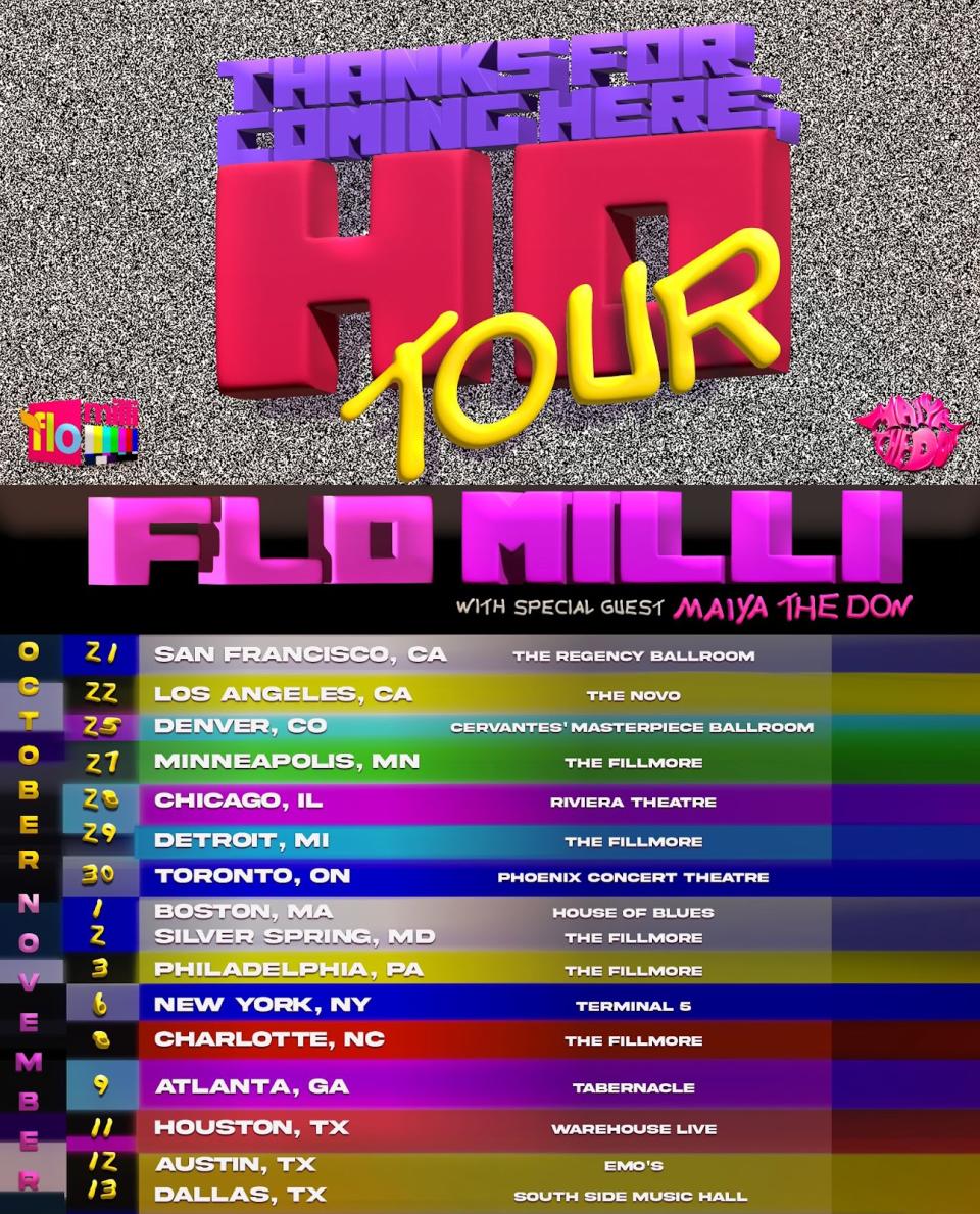 Flo Milli tour schedule