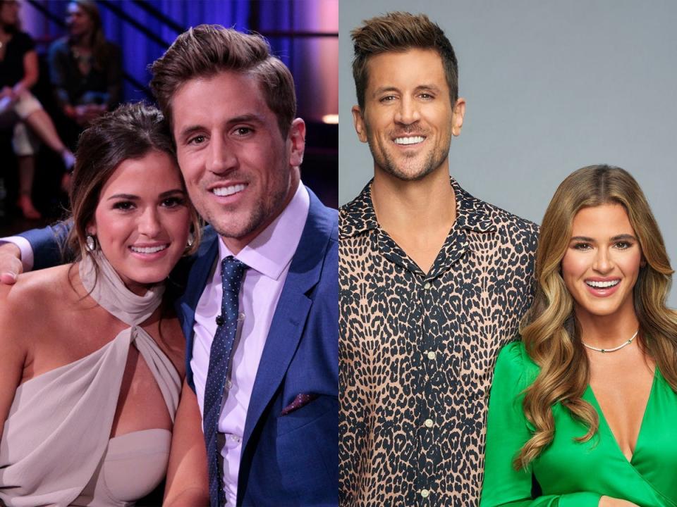 JoJo Fletcher and Jordan Rodgers in 2016, left; right, in 2023.