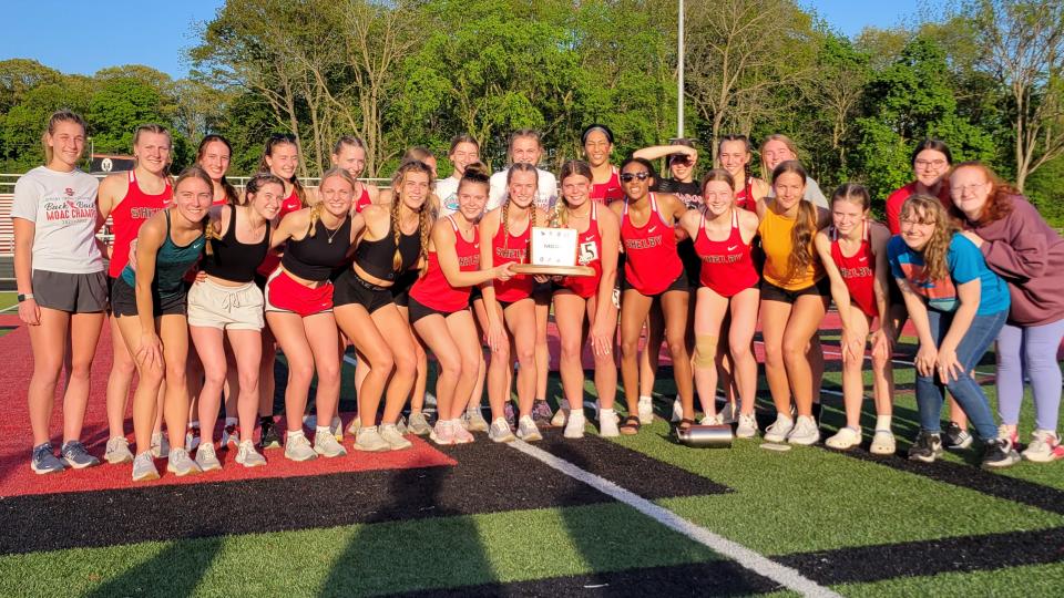 The Shelby girls track team won the MOAC title Thursday evening at Marion Grant Middle School in Marion, Ohio.