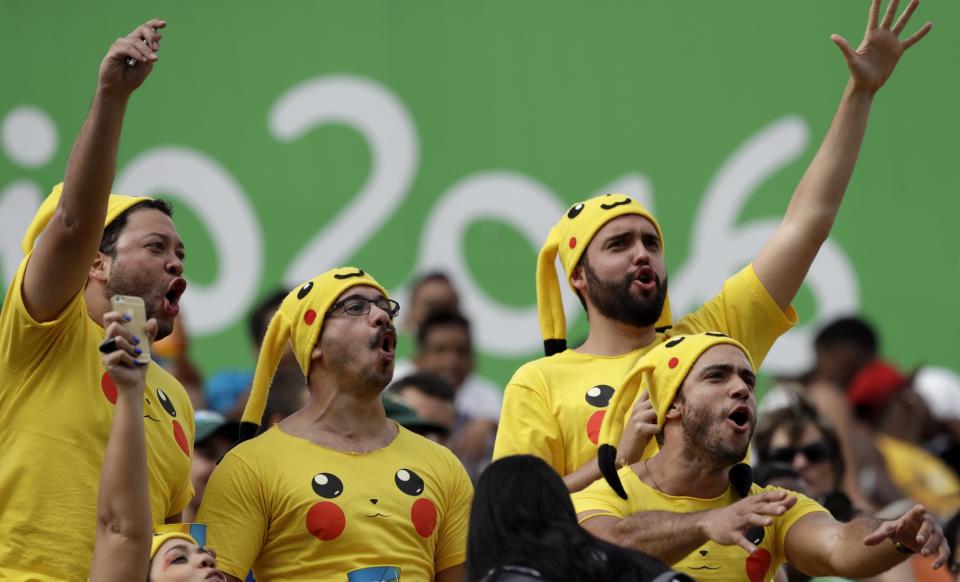 <p>Fans sing during the men’s rugby sevens match at the Summer Olympics in Rio de Janeiro, Brazil, Thursday, Aug. 11, 2016. (AP Photo/Themba Hadebe) </p>