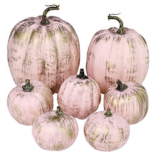 4) Winlyn Gold-Brushed Pink Pumpkins