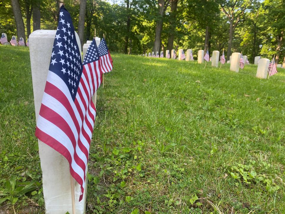 Duke Energy, in partnership with Indiana Veterans Home, placed 2,500 flags at the veteran's home cemetery in honor of memorial day on Tuesday. 5/23/2023