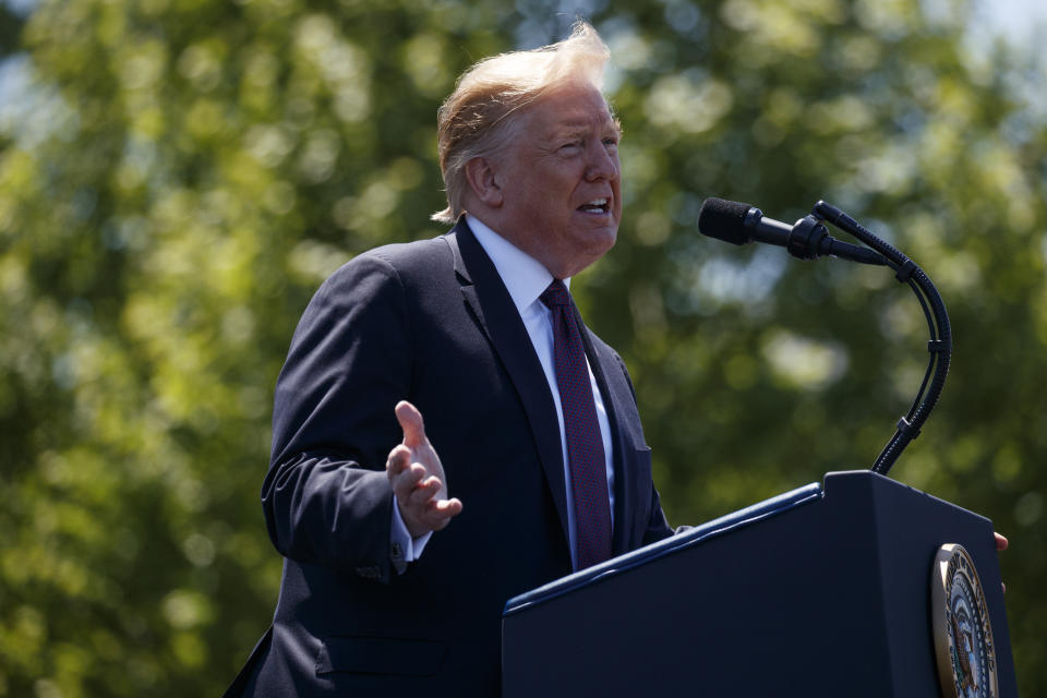 President Donald Trump speaks at the 38th Annual National Peace Officers' Memorial Service at the U.S. Capitol, Wednesday, May 15, 2019, in Washington. (AP Photo/Evan Vucci)