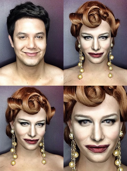 Makeup artist Paolo Ballesteros transforms himself into Cate Blanchett.