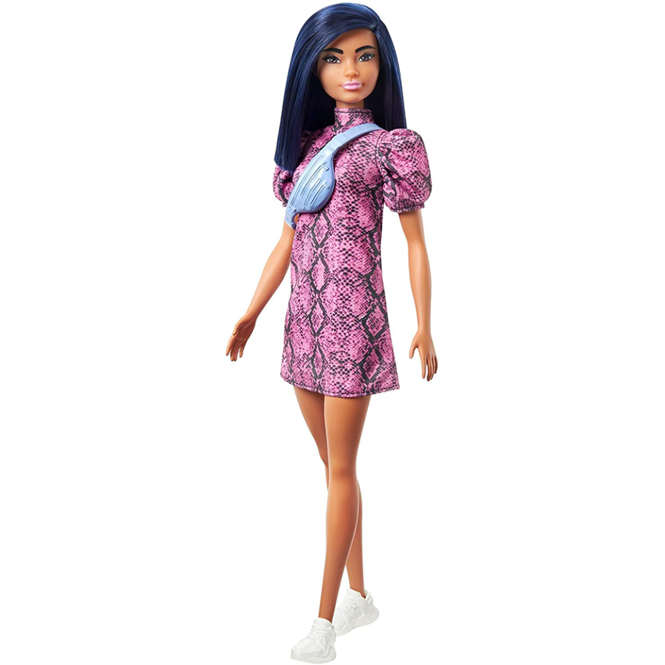 <p><strong>Barbie</strong></p><p>amazon.com</p><p><strong>$7.94</strong></p><p><a href="https://www.amazon.com/dp/B07ZPQ958G?tag=syn-yahoo-20&ascsubtag=%5Bartid%7C10055.g.33609399%5Bsrc%7Cyahoo-us" rel="nofollow noopener" target="_blank" data-ylk="slk:Shop Now;elm:context_link;itc:0;sec:content-canvas" class="link ">Shop Now</a></p><p>With the fun outfit, blue hair, and glitter lipstick, this is definitely one of the coolest Barbie dolls we've seen. If you have a Barbie lover at home, the <a href="https://www.amazon.com/Barbie-Fashionista/s?k=Barbie+Fashionista&tag=syn-yahoo-20&ascsubtag=%5Bartid%7C10055.g.33609399%5Bsrc%7Cyahoo-us" rel="nofollow noopener" target="_blank" data-ylk="slk:whole line of Fashionistas dolls;elm:context_link;itc:0;sec:content-canvas" class="link ">whole line of Fashionistas dolls</a> is worth checking out. </p>