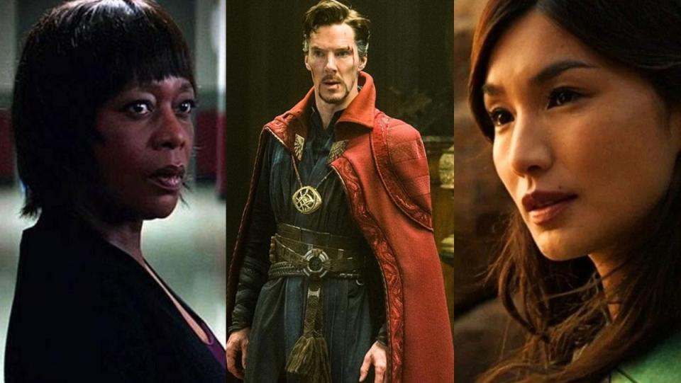 Alfre Woodard, Benedict Cumberbatch, and Gemma Chan, all MCU actors who have played more than one role in-universe.