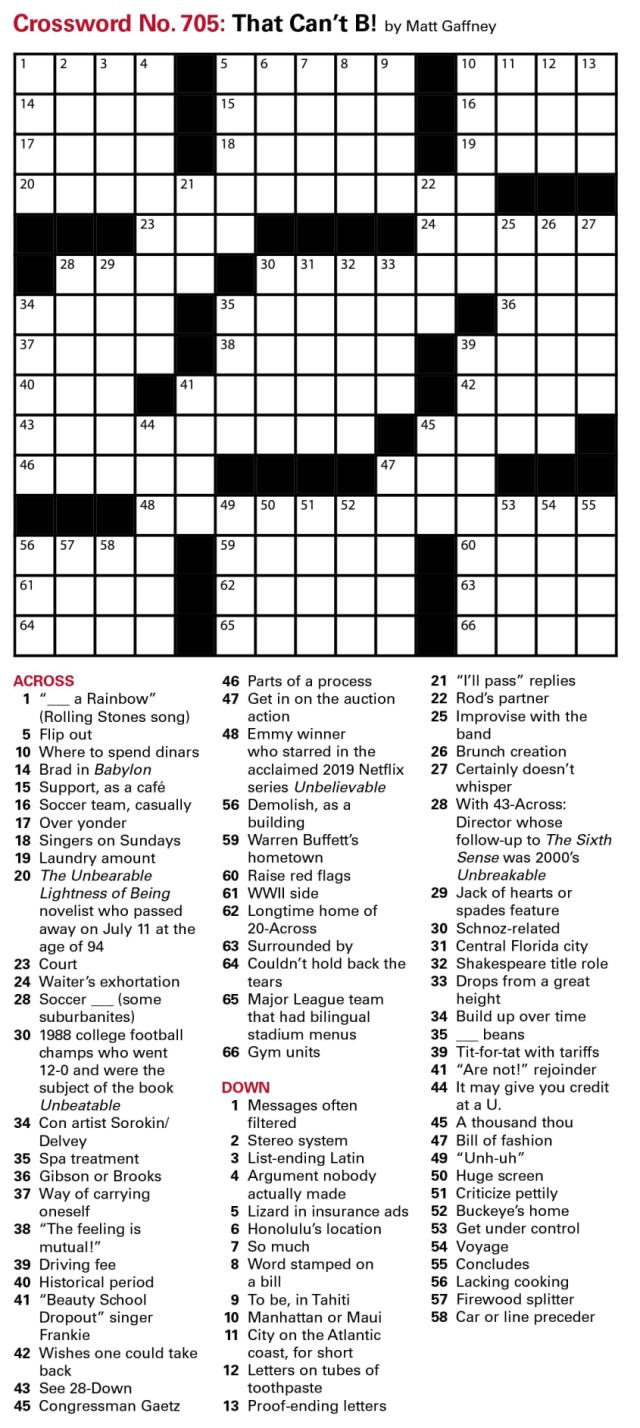 Puzzles: Printable Crossword - Issue: July 28, 2023