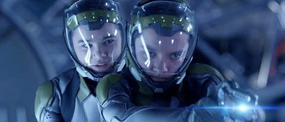 Hailee Steinfeld stars as Petra Arkanian and Asa Butterfield stars as Ender Wiggin in Summit Entertainment's “Ender's Game.”