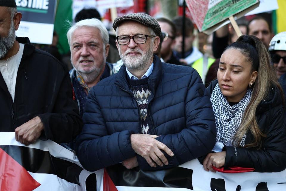 Jeremy Corbyn at the 'National March For Palestine' in central London (AFP via Getty Images)