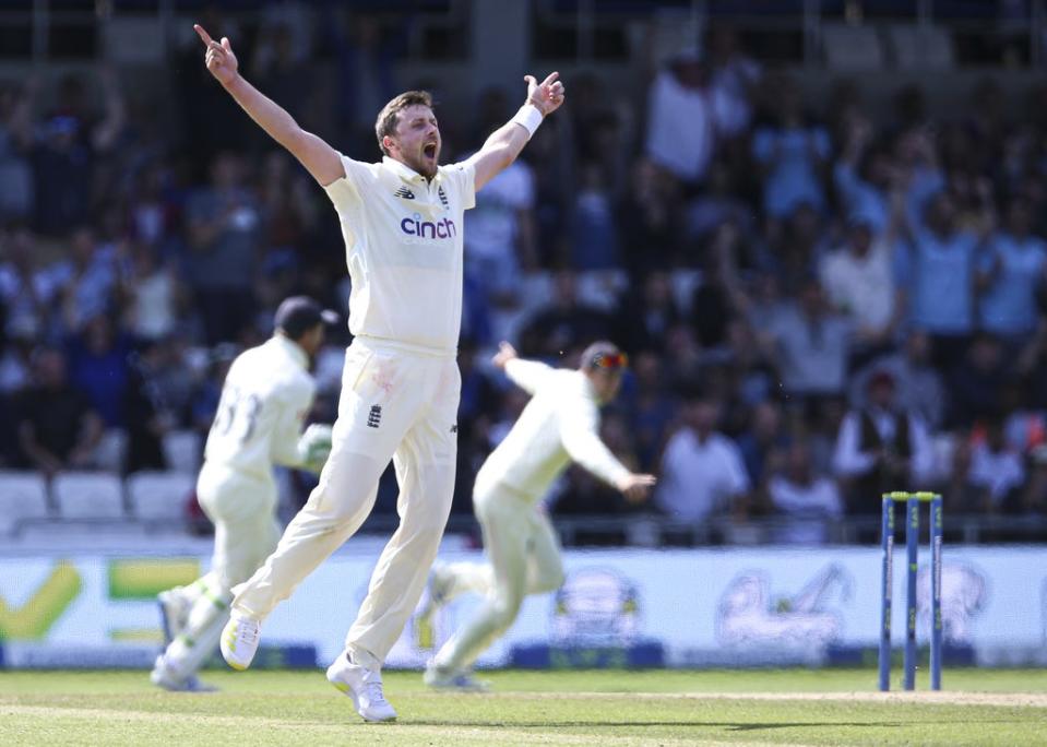 Ollie Robinson celebrates removing Virat Kohli (Nigel French/PA) (PA Wire)