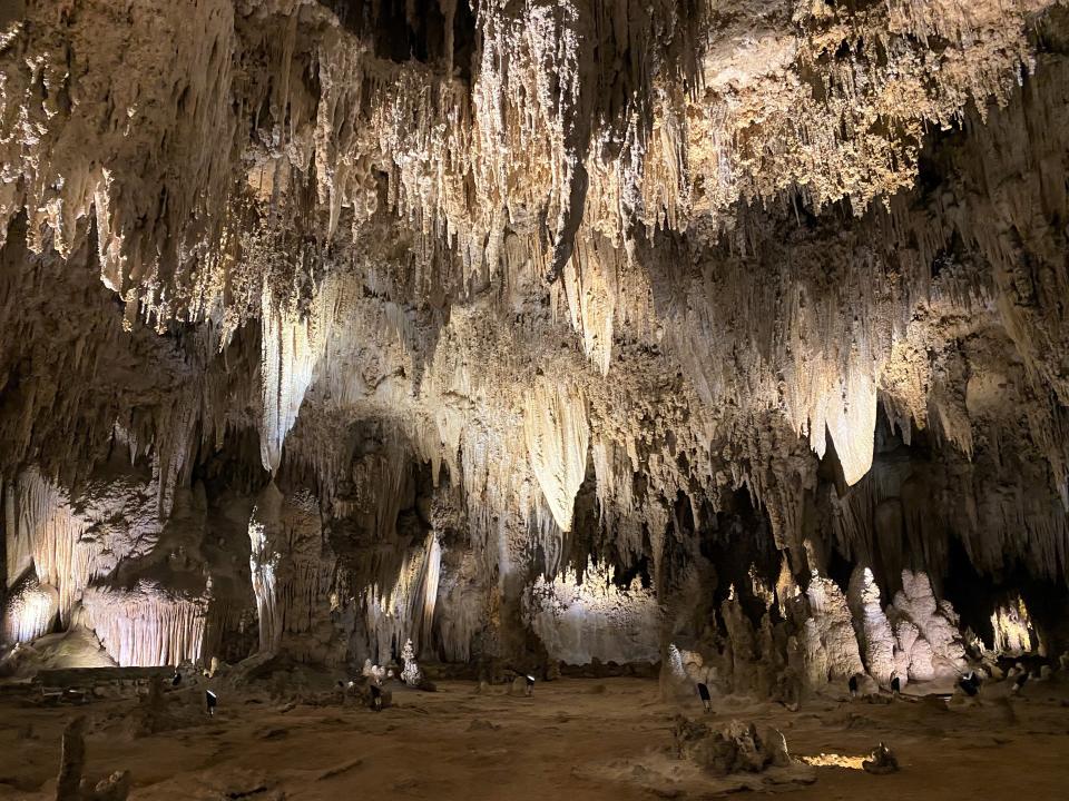 Fantastical formations fill Carlsbad Caverns, such as these seen on the ranger-guided King’s Palace Tour to the deepest part of the caverns. One of the largest cave systems in the world developed from the porous limestone of the Guadalupe Mountains. Carlsbad Caverns National Park in southeastern New Mexico received national park designation in 1930.