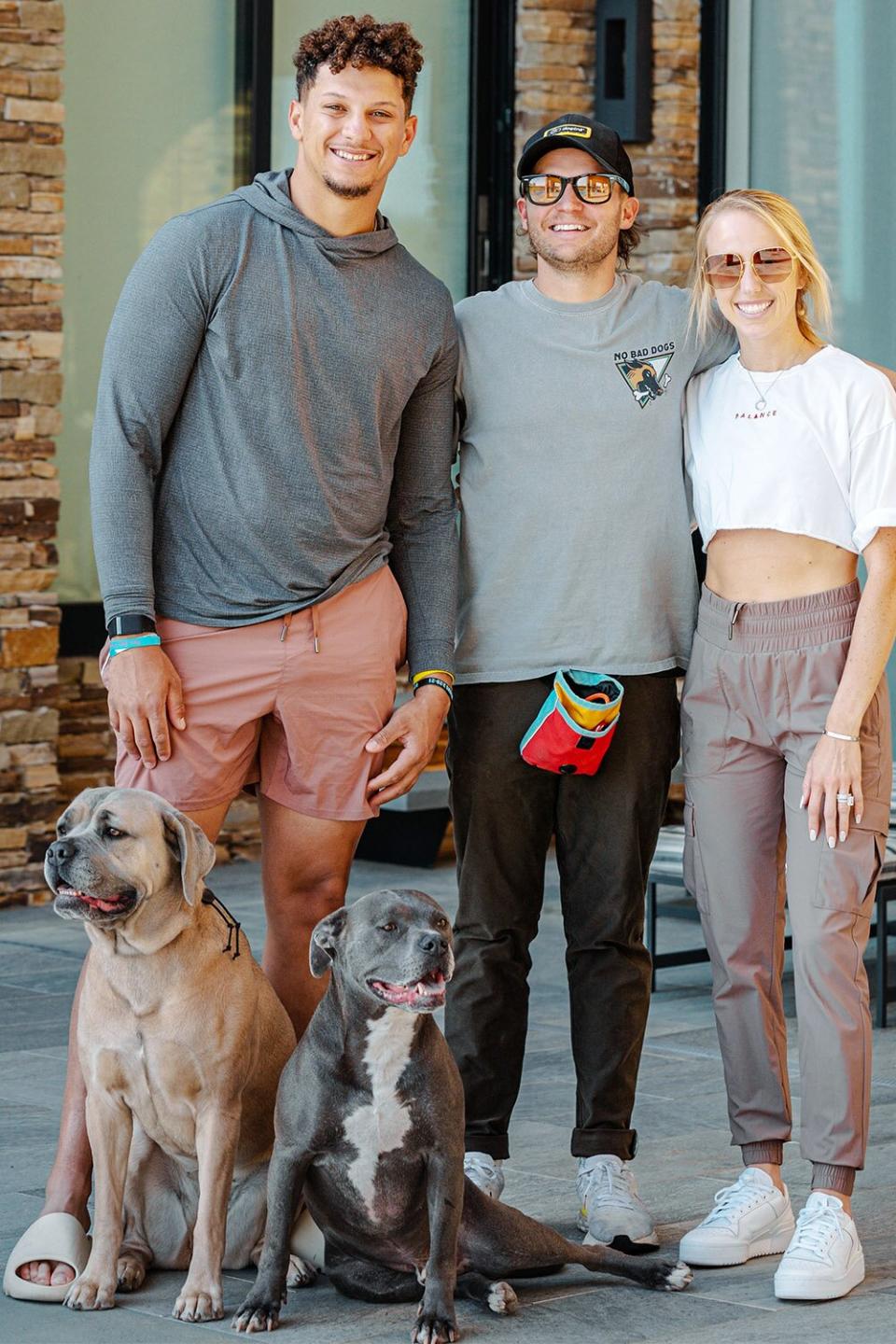 dog trainer tom davis training Patrick Mahomes dogs in Texas april 2022-- and with wife brittany matthews credit: Abby Koskinos