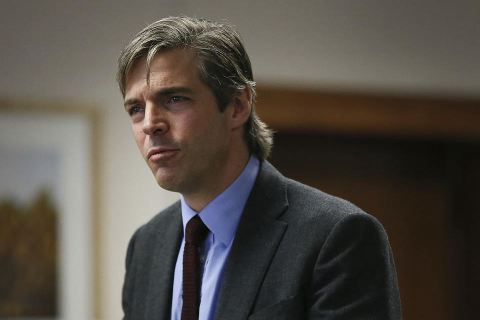 Andino Reynal, lawyer for Alex Jones, gives closing arguments Friday, Aug. 5, 2022, at the Travis County Courthouse in Austin, Texas. Jurors were asked to assess punitive damages against InfoWars host Alex Jones after awarding $4.1 million in actual damages to the parents of Jesse Lewis on Thursday. (Briana Sanchez/Austin American-Statesman via AP, Pool)