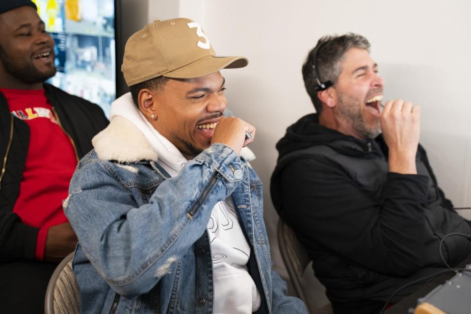 Chance the Rapper, left, in a scene from Quibi's prank show "Punk'd."