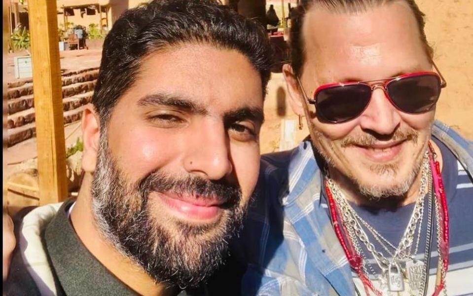 Johnny Depp with Prince Badr (left), the Saudi culture minister, in July 2022 whilst filming his French period film Jeanne du Barry