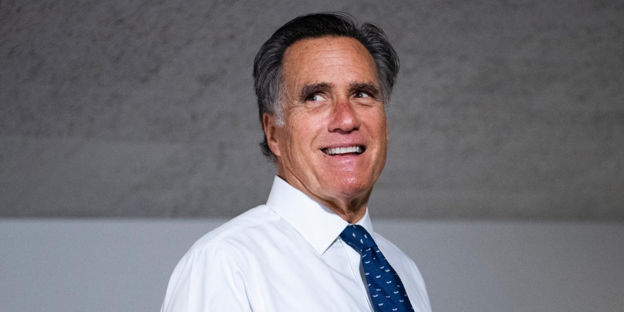 Sen. Mitt Romney, R Utah, arrives for the Senate Republican luncheon in Hart Building on Thursday, June 4, 2020.