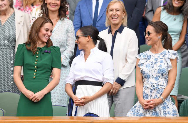 Kate Middleton, Meghan Markle and Pippa Middleton attend Wimbledon in 2019.