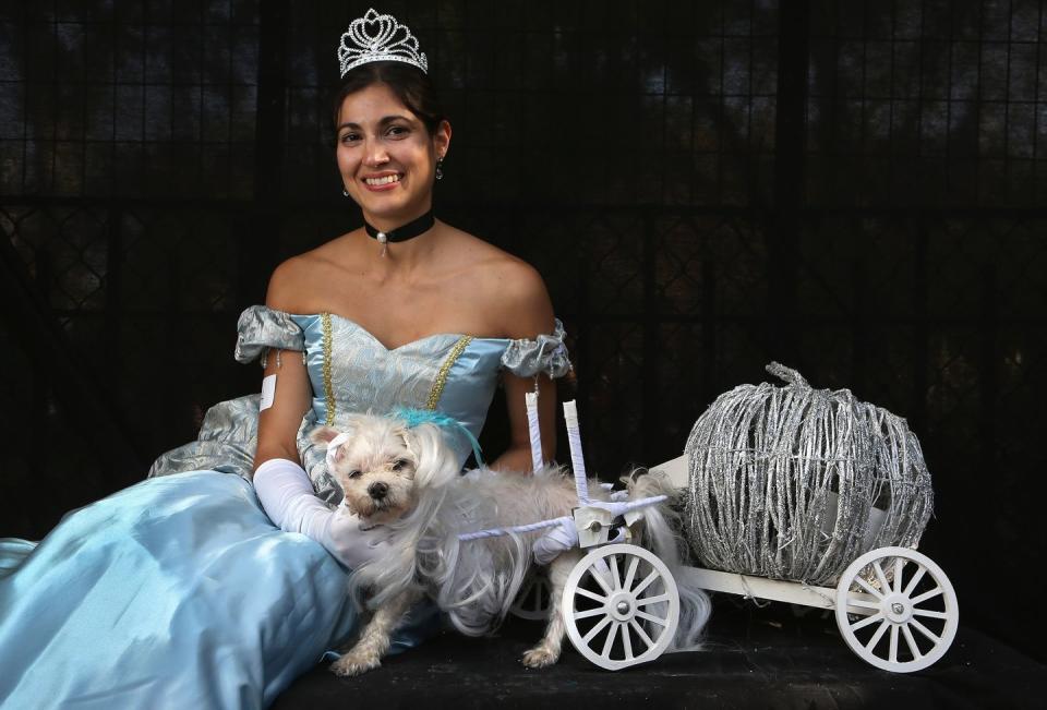 23) Cinderella and Carriage Costumes for Dog and Owner