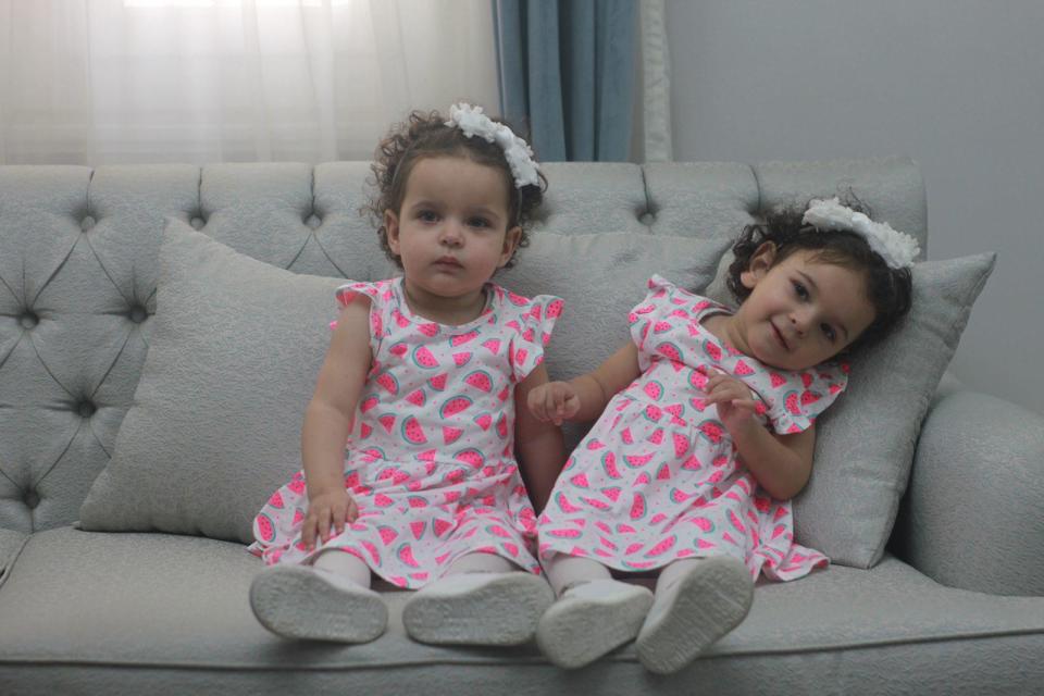 Twins Farida and Alyaa are seen in a family photo. The Egyptian girls need one of the most expensive drugs in the world before they turn two to treat their spinal muscular atrophy. / Credit: Family handout