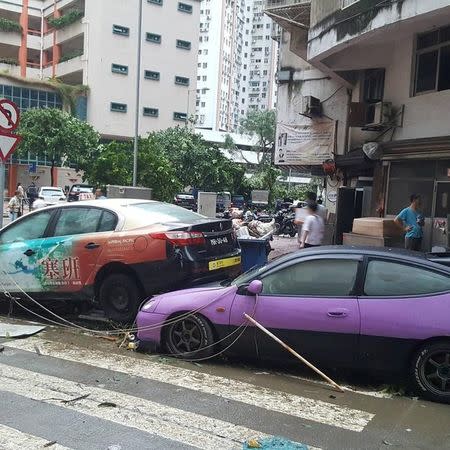 The aftermath of Typhoon Hato hitting Macau, China August 23, 2017 is seen in this picture obtained from social media. INSTAGRAM@MIKEWANDERING via REUTERS