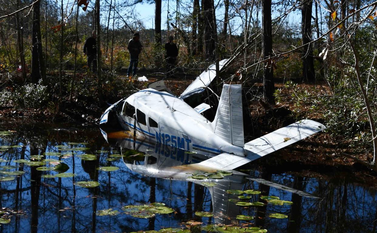A woman flying an aircraft crashed into a pond on private property in Colleton County, South Carolina on Tuesday.
