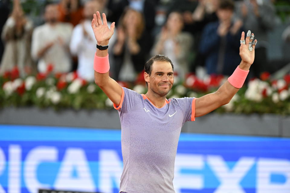 MADRID, SPAIN - APRIL 27: Rafa Nadal at the Mutua Madrid Open, on April 27, 2024, in Madrid, Spain. (Photo By Jose Oliva/Europa Press via Getty Images)