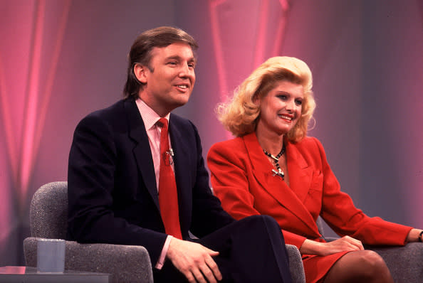 Businessman Donald Trump and his wife Ivana appear on the Oprah Winfrey Show in Chicago, Illinois, April 25, 1988. (Photo by Paul Natkin/Getty Images)