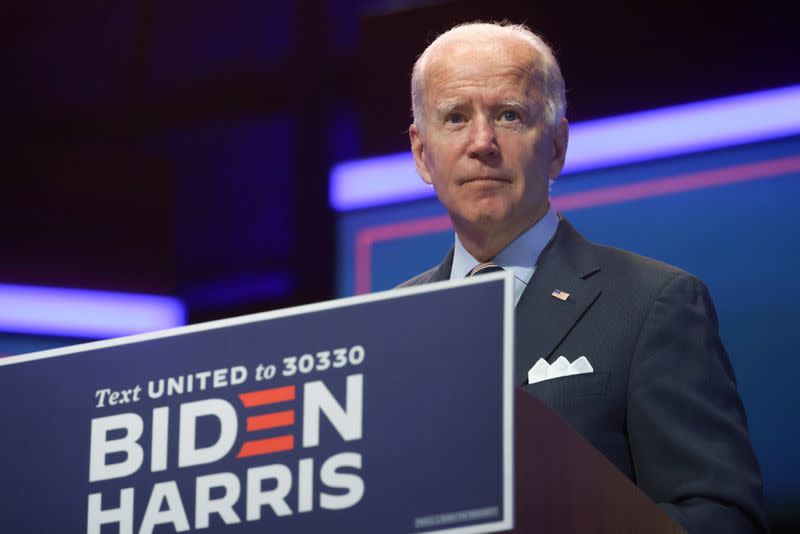 FILE PHOTO: Democratic U.S. presidential nominee Biden speaks about developing and distributing a safe coronavirus vaccine during campaign event in Wilmington, Delaware