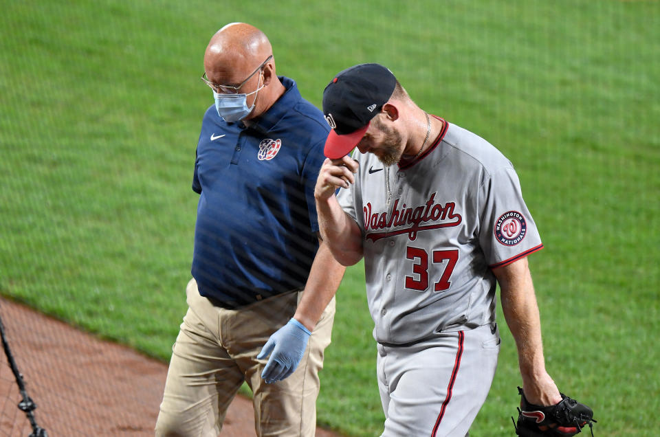 Nationals right-hander Stephen Strasburg is facing possible surgery after being diagnosed with carpal tunnel syndrome. (Photo by G Fiume/Getty Images)