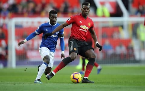 Paul Pogba of Manchester United during the Premier League match between Manchester United and Everton - Credit: GETTY IMAGES