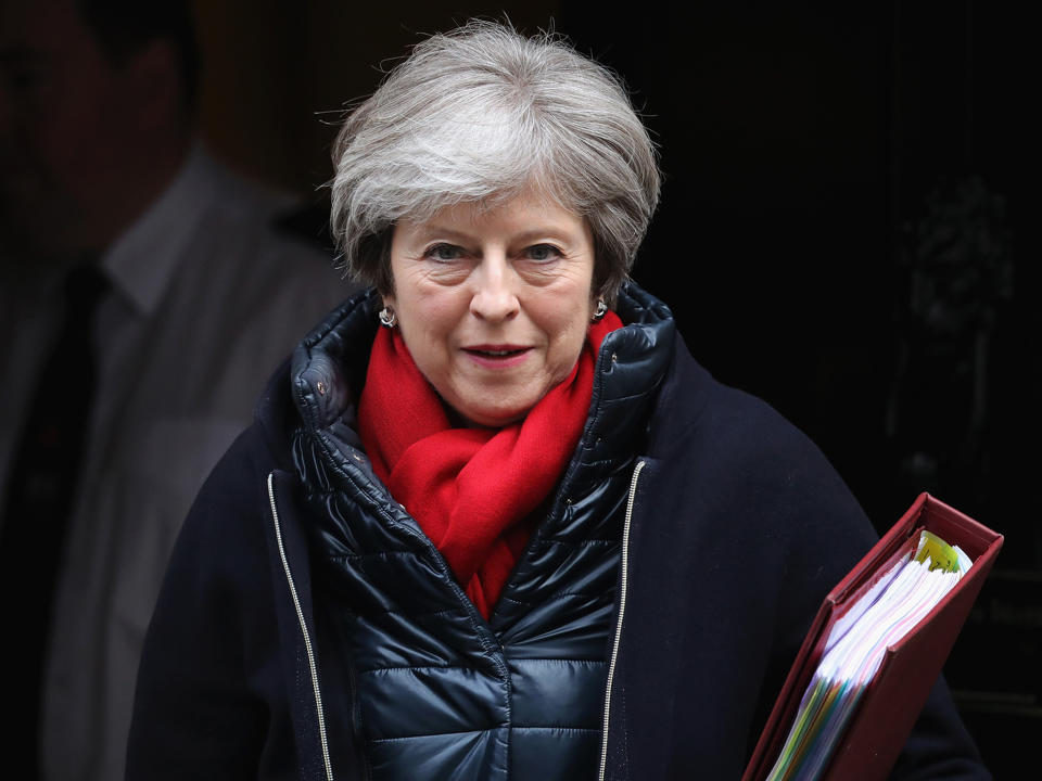 Prime Minister Theresa May leaves Downing Street: Getty