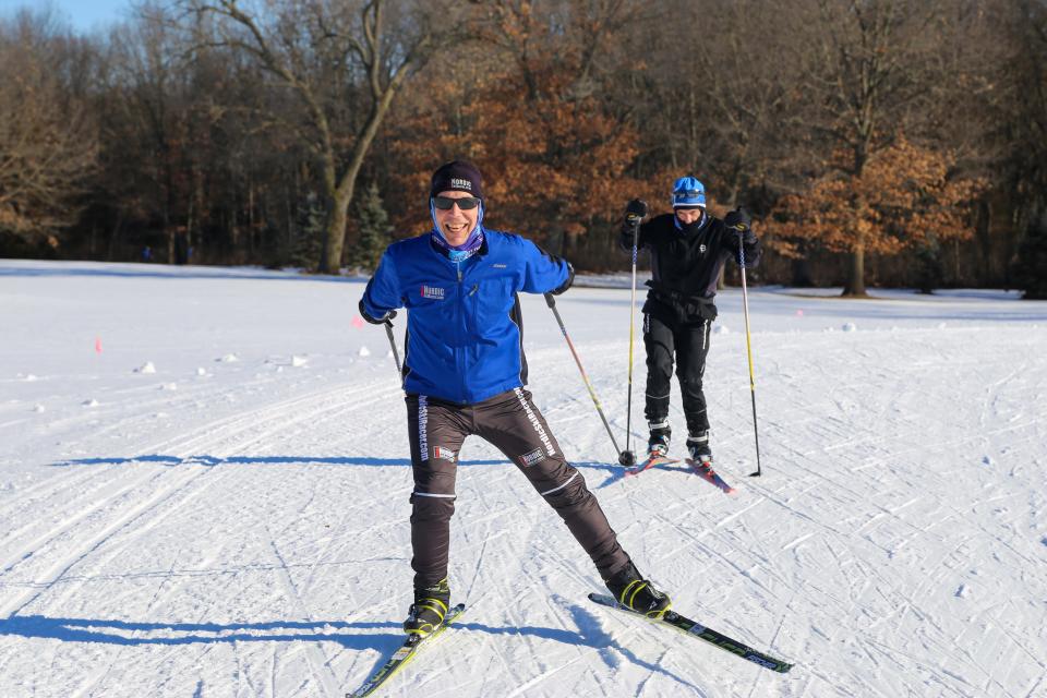 Cross-country skiing is a popular winter activity at Huron Meadows Metropark near Brighton