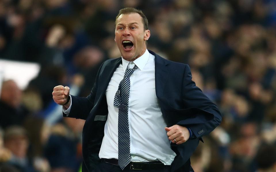  Duncan Ferguson celebrates his side's third goal during the Premier League match between Everton FC and Chelsea FC at Goodison Park on December 07, 2019 in Liverpool, - GETTY IMAGES