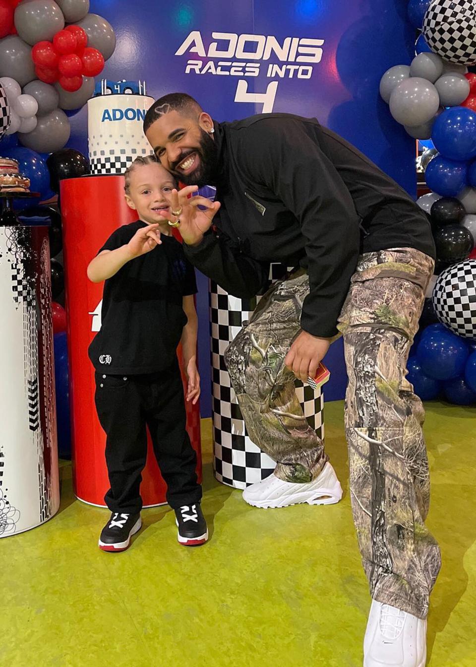 Drake and his son Adonis Graham