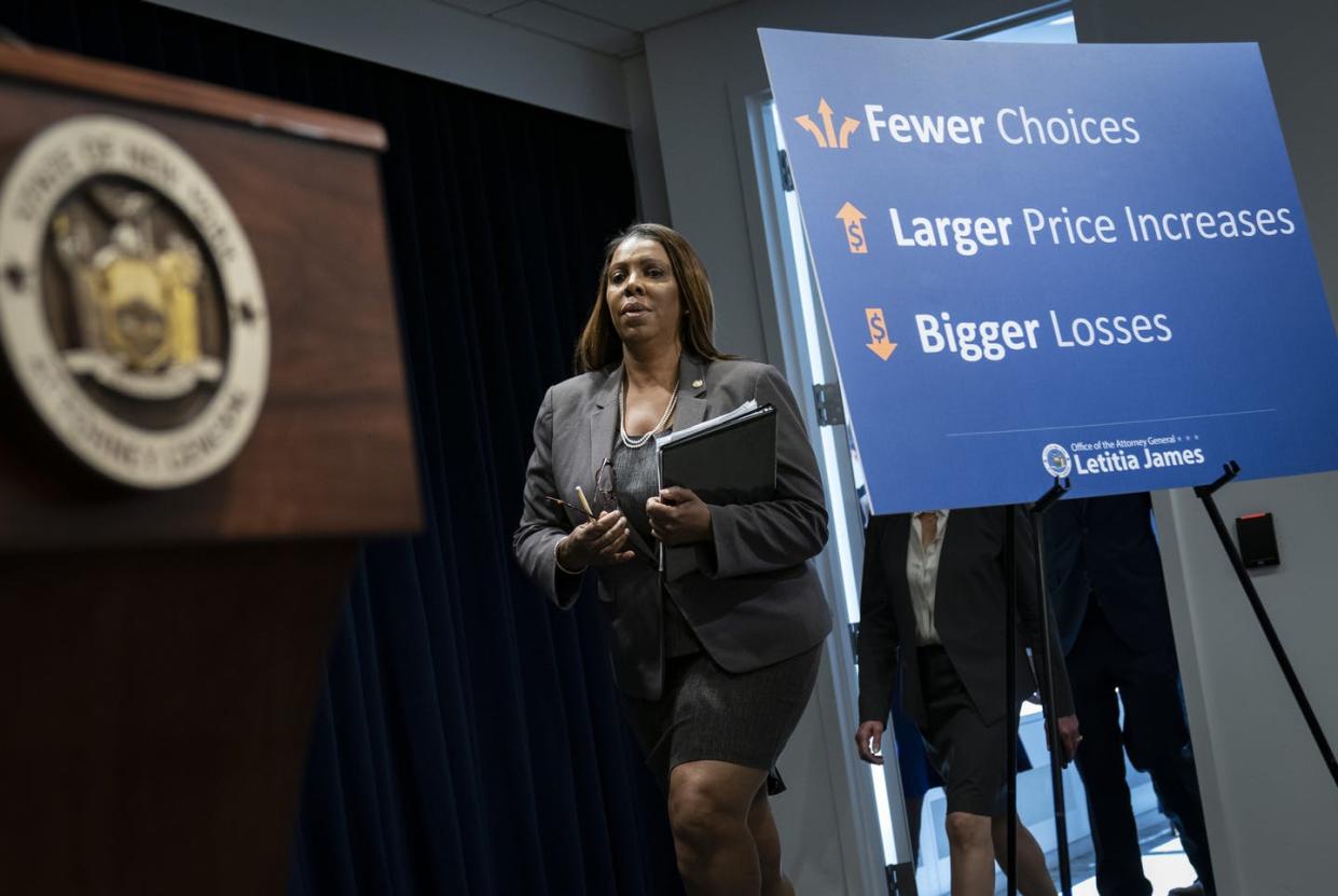 <span class="caption">The lawsuit filed by New York Attorney General Letitia James and 13 colleagues was the last roadblock to the merger. </span> <span class="attribution"><span class="source">Drew Angerer/Getty Images</span></span>