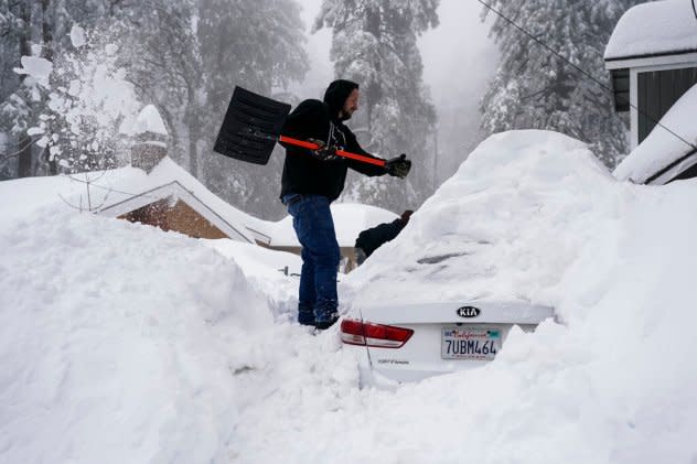 A car buried in snow in California