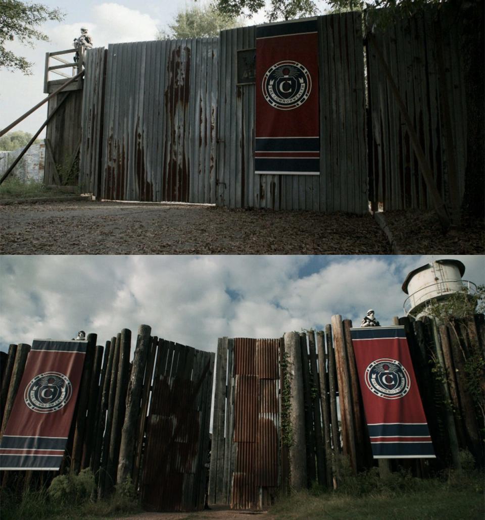 TWD 1116 - Commonwealth banners at Alexandria and the Hilltop communities