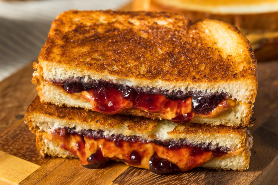 A peanut butter and jelly sandwich.