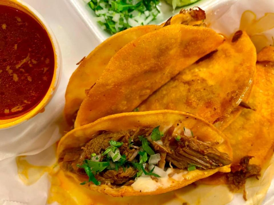 Taqueria la Michoacána serves juicy birria only on weekends.