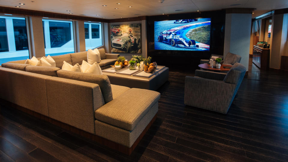 The yacht’s main salon offers another viewing option for the race. - Credit: Marriott Bonvoy