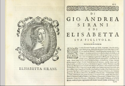 Perfil de Elisabetta, junto al de su padre, en el libro de Malvasia, _Felsina pittrice : vite de pittori bolognesi_.