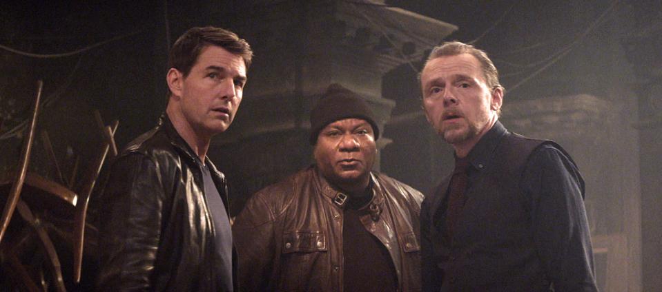 Ethan (Tom Cruise, far left), Luther (Ving Rhames) and Benji (Simon Pegg) are out to stop a rogue artificial intelligence in "Mission: Impossible – Dead Reckoning Part One."